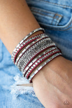 Load image into Gallery viewer, Rhinestone Rumble - Red Bracelet
