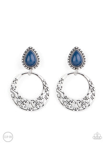 Exotic Escape - Blue Clip-On Earring