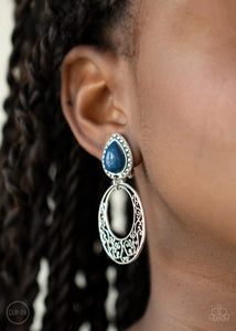 Exotic Escape - Blue Clip-On Earring