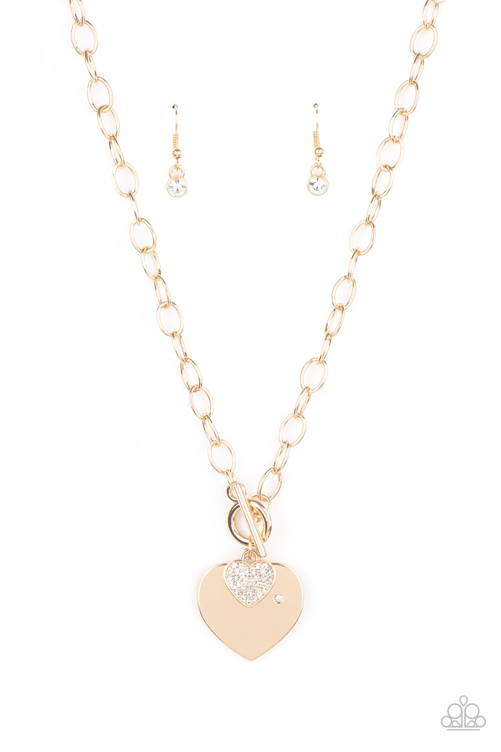 Heart-Stopping Sparkle - Gold Necklace