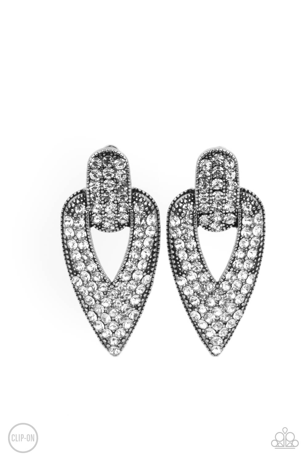 Blinged Out Buckles - White Earring