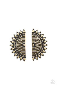 Fiercely Fanned Out - Brass Earring