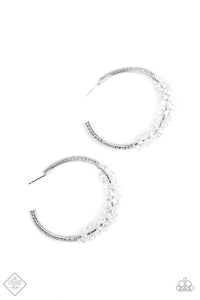 Bubble-Bursting Bling - White Hoop Earring