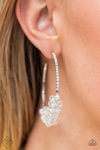 Bubble-Bursting Bling - White Hoop Earring